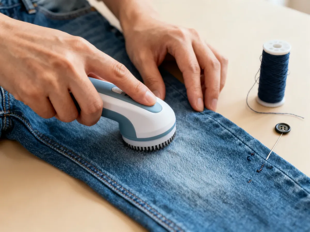 Pielęgnacja jeansów za pomocą golarki do ubrań i drobnej naprawy